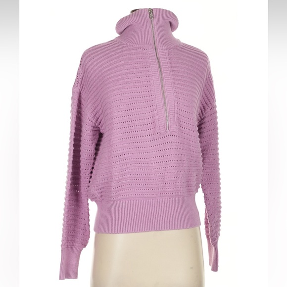 Varley Tara Pointelle Half-Zip Sweater in Lavender - Picture 2 of 4